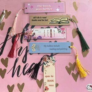 Handmade Set of Decorative Bookmarks with Tassels - Pastel & Floral